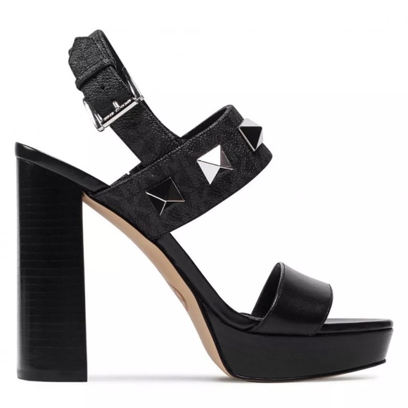 Michael Kors Wren Studded Leather Platform Sandal 9 - Picture 2 of 3